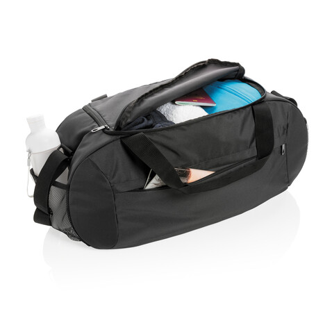 Impact AWARE™ RPET Sporttasche schwarz bedrucken, Art.-Nr. P707.141