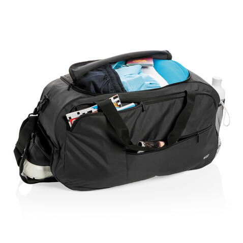 Swiss Peak AWARE™ RPET Sporttasche schwarz bedrucken, Art.-Nr. P707.151