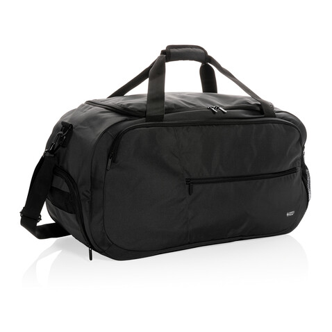 Swiss Peak AWARE™ RPET Sporttasche schwarz bedrucken, Art.-Nr. P707.151