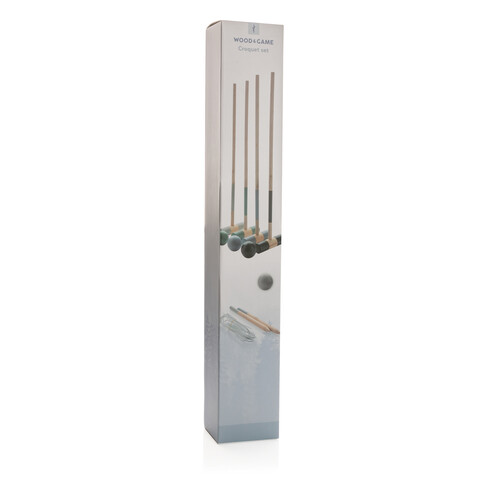 Krocket-Set aus Holz braun bedrucken, Art.-Nr. P453.539
