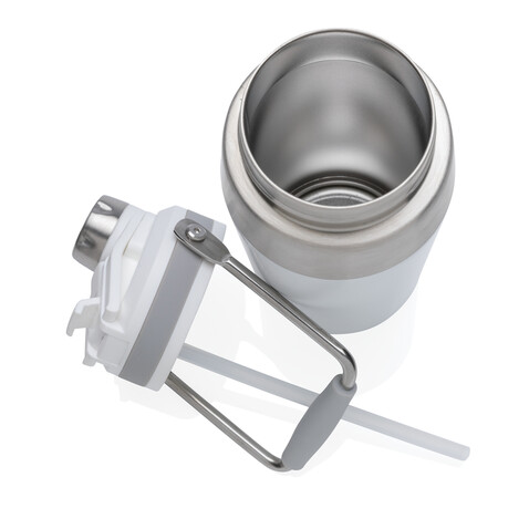 500ml Vakuum StainlessSteel Flasche mit Dual-Deckel-Funktion weiß bedrucken, Art.-Nr. P436.973