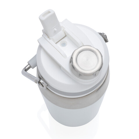 500ml Vakuum StainlessSteel Flasche mit Dual-Deckel-Funktion weiß bedrucken, Art.-Nr. P436.973