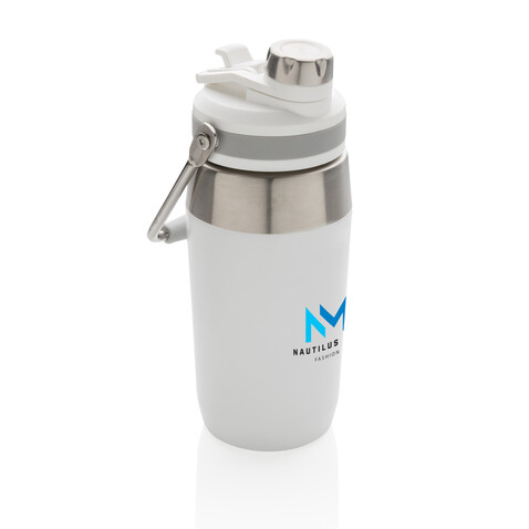 500ml Vakuum StainlessSteel Flasche mit Dual-Deckel-Funktion weiß bedrucken, Art.-Nr. P436.973