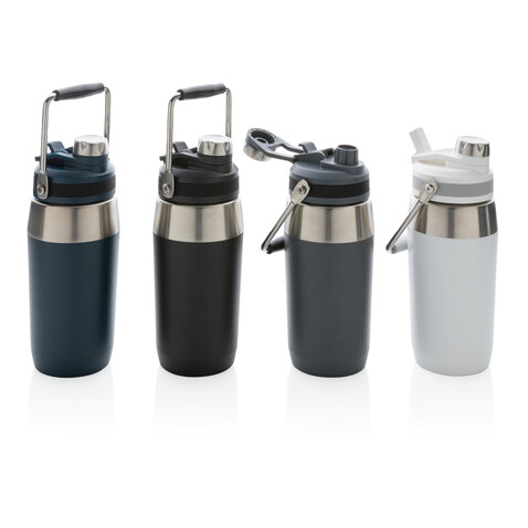 500ml Vakuum StainlessSteel Flasche mit Dual-Deckel-Funktion weiß bedrucken, Art.-Nr. P436.973