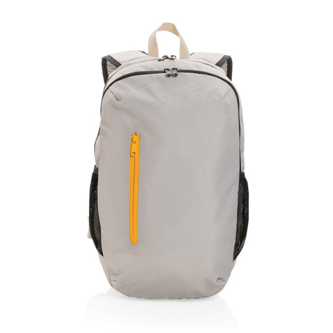 Impact AWARE™ 300D RPET Casual Rucksack braun, orange bedrucken, Art.-Nr. P760.170