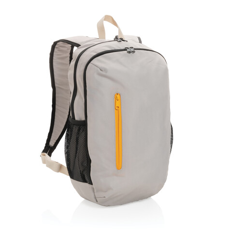 Impact AWARE™ 300D RPET Casual Rucksack braun, orange bedrucken, Art.-Nr. P760.170