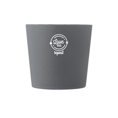 Cali 370 ml Keramiktasse mit matter Oberfläche, weiss, grau matt bedrucken, Art.-Nr. 10090001