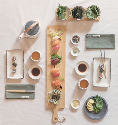 Ukiyo 8-tlg. Sushi Dinner Set braun bedrucken, Art.-Nr. P262.049