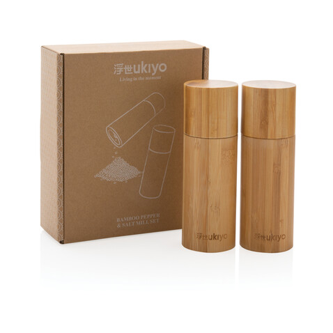 Ukiyo Bambus Salz und Pfeffer Mühlenset braun bedrucken, Art.-Nr. P262.319