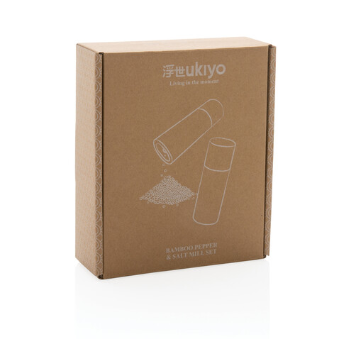 Ukiyo Bambus Salz und Pfeffer Mühlenset braun bedrucken, Art.-Nr. P262.319