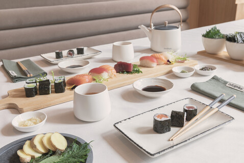 Ukiyo Sushi-Set für zwei weiß, schwarz bedrucken, Art.-Nr. P263.071
