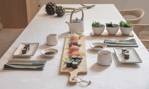 Ukiyo Sushi-Set für zwei weiß, schwarz bedrucken, Art.-Nr. P263.071