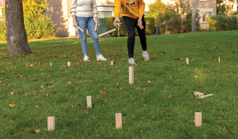 Kubb Outdoor Wurfspiel aus Holz braun bedrucken, Art.-Nr. P453.519