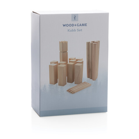 Kubb Outdoor Wurfspiel aus Holz braun bedrucken, Art.-Nr. P453.519