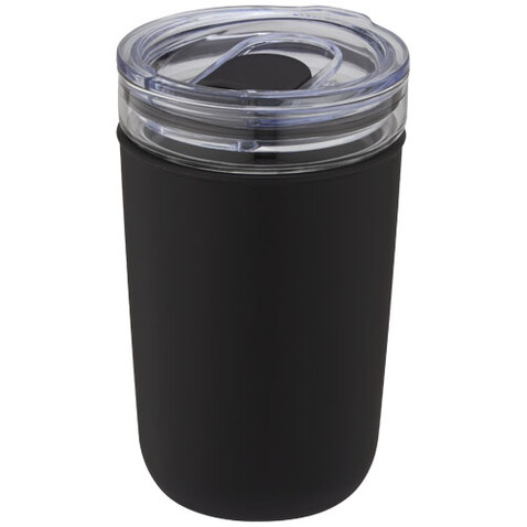 Bello 420 ml Glasbecher mit Außenwand aus recyceltem Kunststoff, schwarz bedrucken, Art.-Nr. 10067590