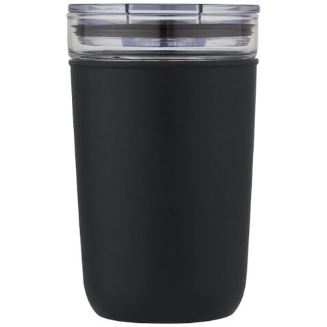 Bello 420 ml Glasbecher mit Außenwand aus recyceltem Kunststoff, schwarz bedrucken, Art.-Nr. 10067590