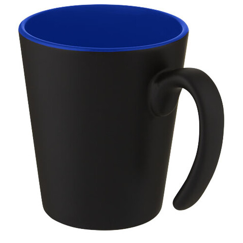 Oli 360 ml Keramikbecher mit Henkel, blau, schwarz bedrucken, Art.-Nr. 10068752