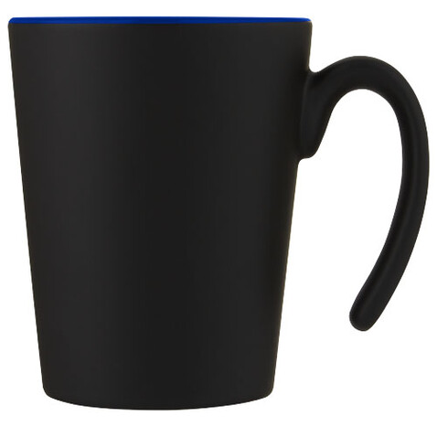 Oli 360 ml Keramikbecher mit Henkel, blau, schwarz bedrucken, Art.-Nr. 10068752