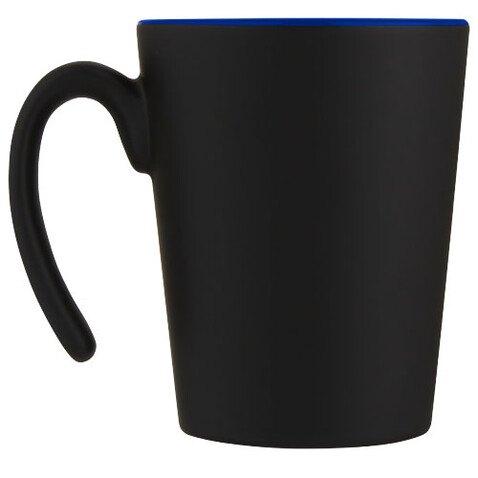 Oli 360 ml Keramikbecher mit Henkel, blau, schwarz bedrucken, Art.-Nr. 10068752