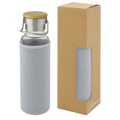 Thor 660 ml Glasflasche mit Neoprenhülle, grau bedrucken, Art.-Nr. 10069682