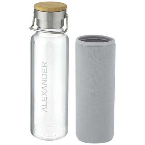Thor 660 ml Glasflasche mit Neoprenhülle, grau bedrucken, Art.-Nr. 10069682