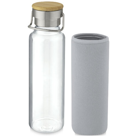 Thor 660 ml Glasflasche mit Neoprenhülle, grau bedrucken, Art.-Nr. 10069682
