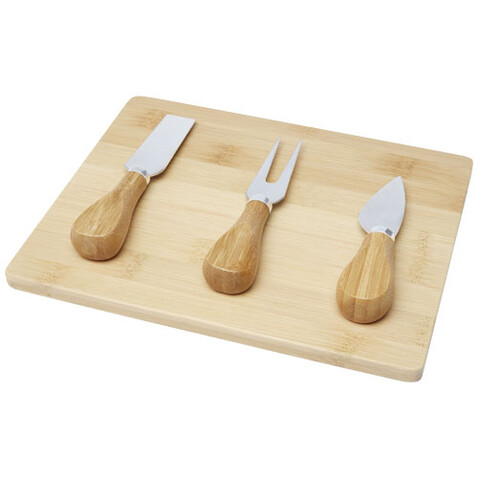 Ement Bambus Käseplatte mit Besteck, natural bedrucken, Art.-Nr. 11330106