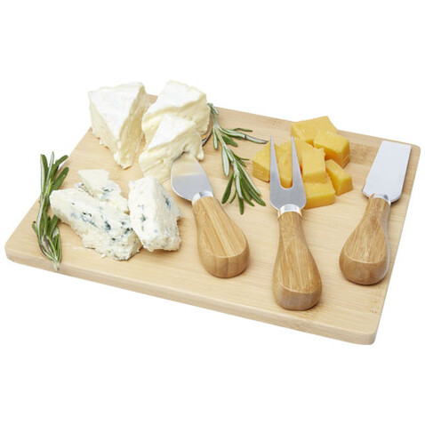 Ement Bambus Käseplatte mit Besteck, natural bedrucken, Art.-Nr. 11330106