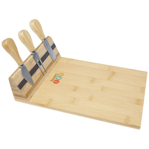 Mancheg Bambus Käseplatte mit Besteck magnetisch, natural bedrucken, Art.-Nr. 11330206
