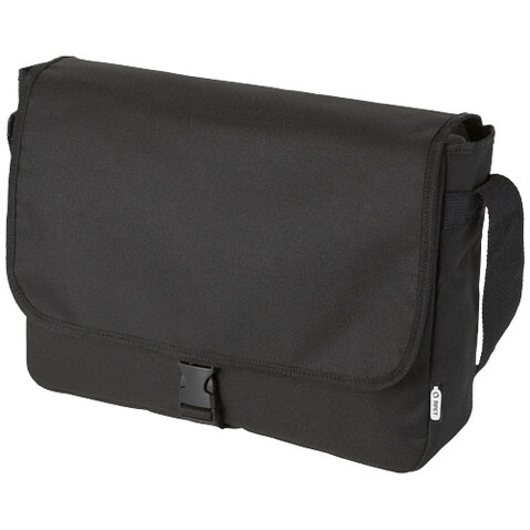 Retrend RPET Schultertasche 6L, schwarz bedrucken, Art.-Nr. 12062290