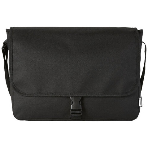 Retrend RPET Schultertasche 6L, schwarz bedrucken, Art.-Nr. 12062290