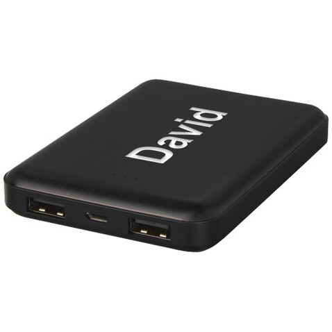 Gleam 5000 mAh ultraflache, Leuchtlogo Powerbank, schwarz bedrucken, Art.-Nr. 12420890