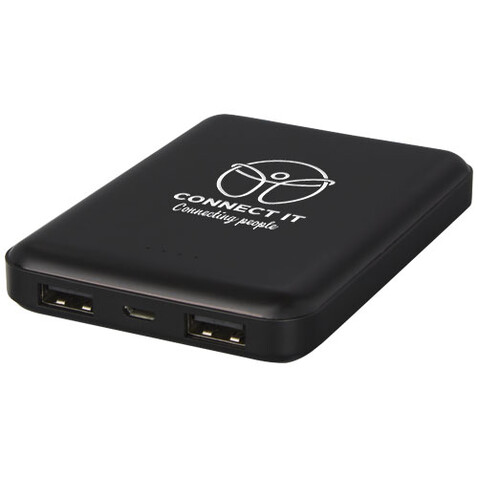 Gleam 5000 mAh ultraflache, Leuchtlogo Powerbank, schwarz bedrucken, Art.-Nr. 12420890