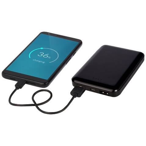 Gleam 5000 mAh ultraflache, Leuchtlogo Powerbank, schwarz bedrucken, Art.-Nr. 12420890