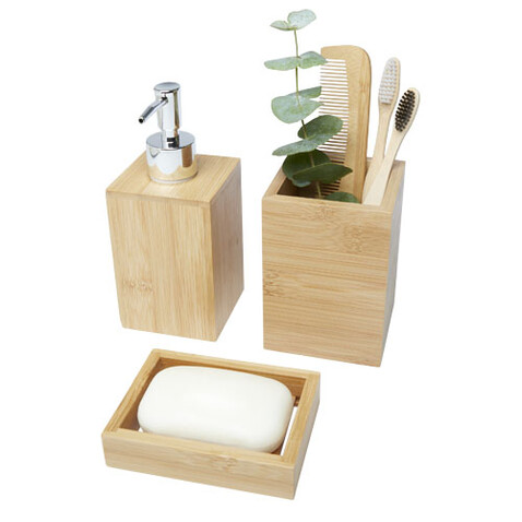 Hedon 3-teiliges Bambus Badezimmer-Set, natural bedrucken, Art.-Nr. 12619506