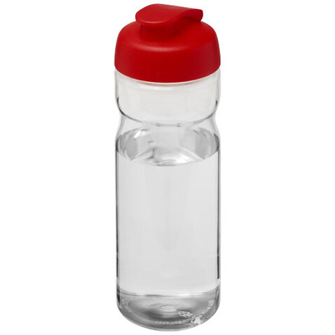 H2O Active® Base Tritan™ 650 ml Sportflasche mit Klappdeckel, transparent klar, rot bedrucken, Art.-Nr. 21043618