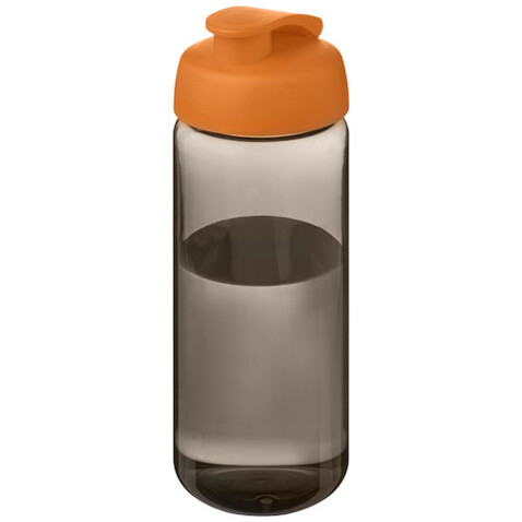 H2O Active® Octave Tritan™ 600-ml-Sportflasche mit Klappdeckel, kohle, orange bedrucken, Art.-Nr. 21044501