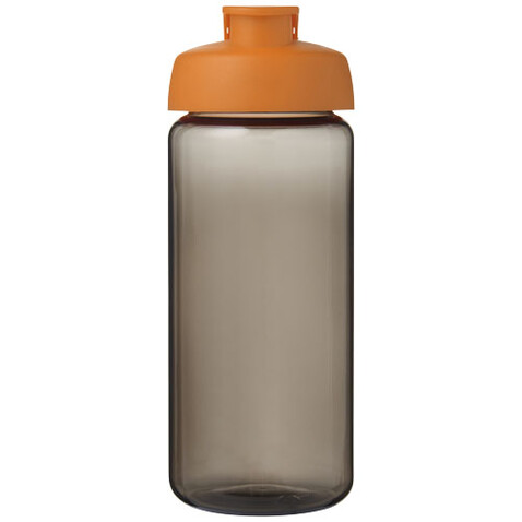 H2O Active® Octave Tritan™ 600-ml-Sportflasche mit Klappdeckel, kohle, orange bedrucken, Art.-Nr. 21044501