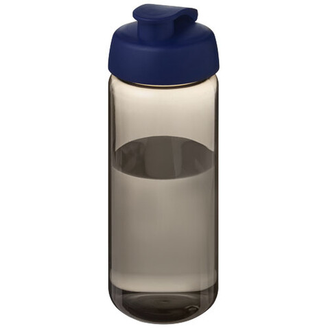 H2O Active® Octave Tritan™ 600-ml-Sportflasche mit Klappdeckel, kohle, blau bedrucken, Art.-Nr. 21044503