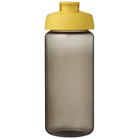 H2O Active® Octave Tritan™ 600-ml-Sportflasche mit Klappdeckel, kohle, gelb bedrucken, Art.-Nr. 21044504
