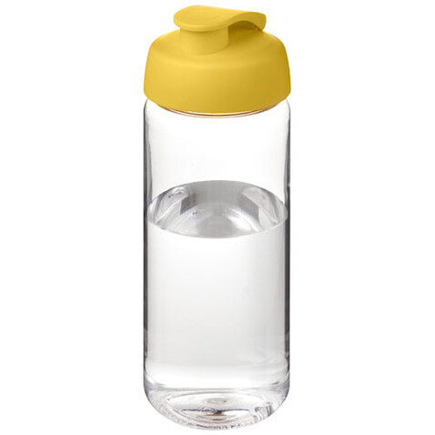 H2O Active® Octave Tritan™ 600-ml-Sportflasche mit Klappdeckel, transparent klar, gelb bedrucken, Art.-Nr. 21044514 H2O Active® Octave Tritan™ 600-ml-Sportflasche mit Klappdeckel, transparent klar, gelb bedrucken, Art.-Nr. 21044514