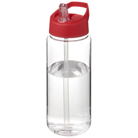H2O Active® Octave Tritan™ 600 ml Sportflasche mit Ausgussdeckel, transparent klar, rot bedrucken, Art.-Nr. 21044610