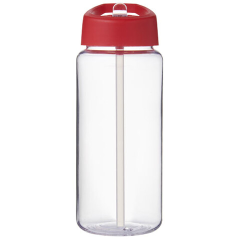 H2O Active® Octave Tritan™ 600 ml Sportflasche mit Ausgussdeckel, transparent klar, rot bedrucken, Art.-Nr. 21044610