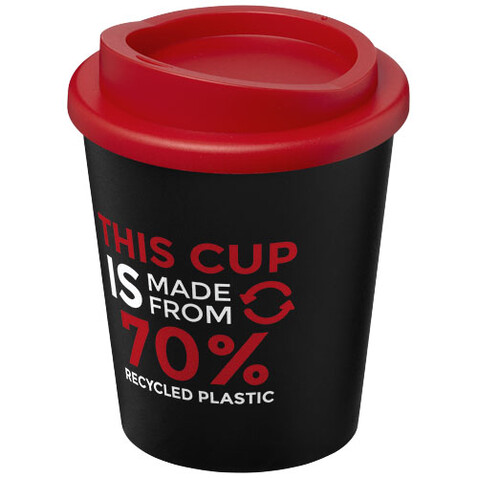 Americano® Espresso Eco 250 ml recycelter Isolierbecher, schwarz, rot bedrucken, Art.-Nr. 21045401