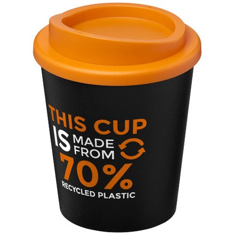 Americano® Espresso Eco 250 ml recycelter Isolierbecher, schwarz, orange bedrucken, Art.-Nr. 21045402