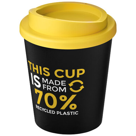 Americano® Espresso Eco 250 ml recycelter Isolierbecher, schwarz, gelb bedrucken, Art.-Nr. 21045403