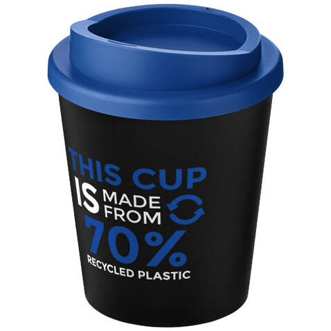 Americano® Espresso Eco 250 ml recycelter Isolierbecher, schwarz, mittelblau bedrucken, Art.-Nr. 21045406