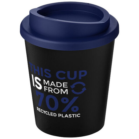 Americano® Espresso Eco 250 ml recycelter Isolierbecher, schwarz, blau bedrucken, Art.-Nr. 21045407