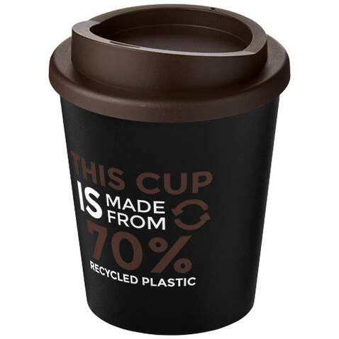 Americano® Espresso Eco 250 ml recycelter Isolierbecher, schwarz, braun bedrucken, Art.-Nr. 21045412