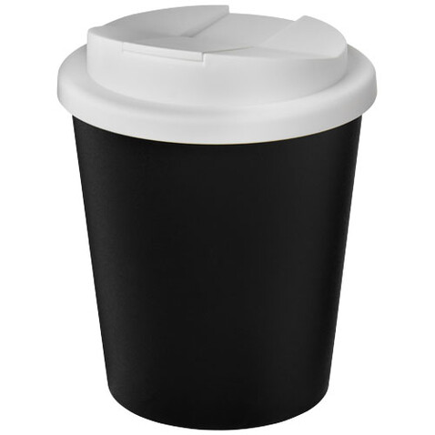 Americano® Espresso Eco 250 ml recycelter Isolierbecher mit auslaufsicherem Deckel, schwarz, weiss bedrucken, Art.-Nr. 21045500